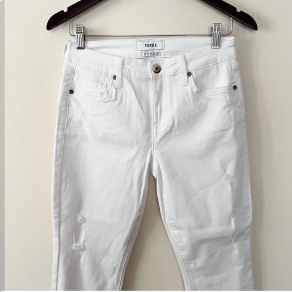 Pistola Jennifer Oslo White High Waisted Jeans P6822FTN Size 27 Distressed